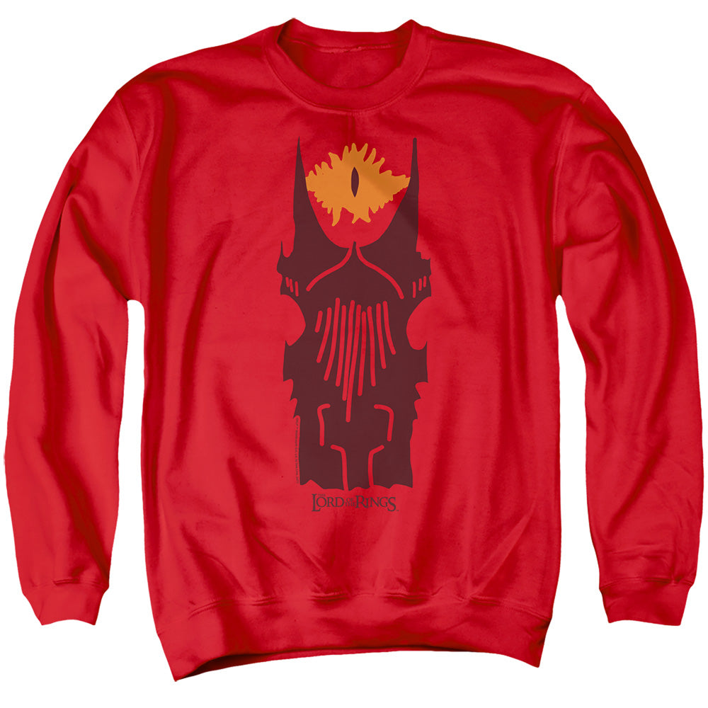 AN OFFCIALLY LICENSED LORD OF THE RINGS THE EVIL EYE ADULT UNISEX CREWNECK SWEATSHIRT RED