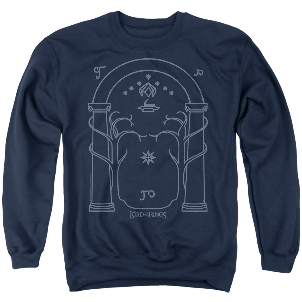AN OFFCIALLY LICENSED LORD OF THE RINGS THE MELLON ADULT UNISEX CREWNECK SWEATSHIRT NAVY