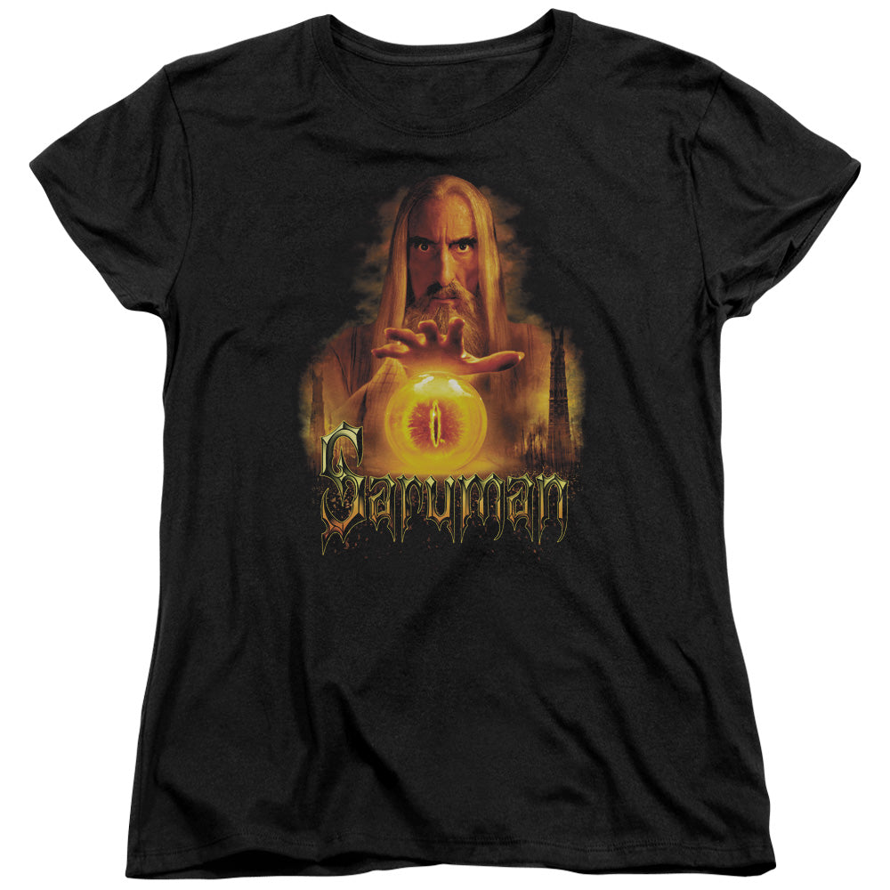 AN OFFCIALLY LICENSED LOR SARUMAN WOMEN'S REGULAR FIT T-SHIRT BLACK
