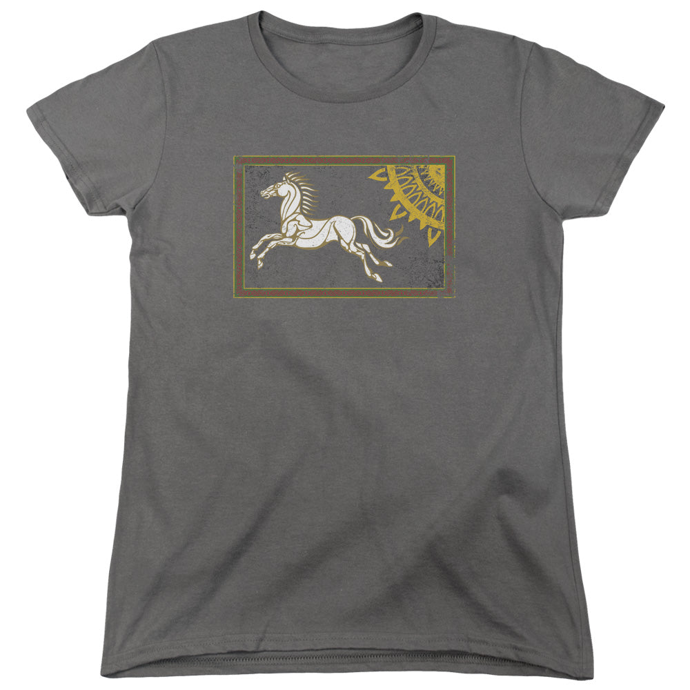 AN OFFCIALLY LICENSED LOR ROHAN BANNER WOMEN'S REGULAR FIT T-SHIRT CHARCOAL