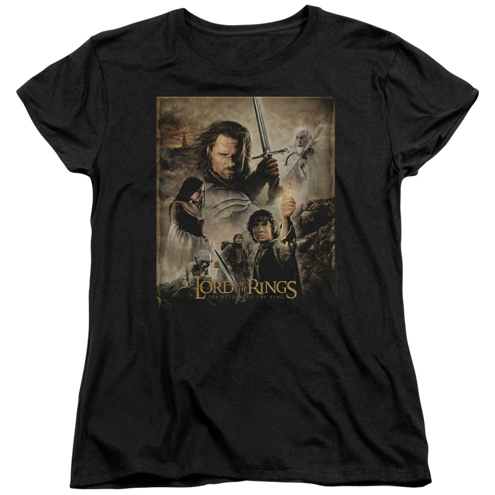 AN OFFCIALLY LICENSED LOR ROTK POSTER WOMEN'S REGULAR FIT T-SHIRT BLACK