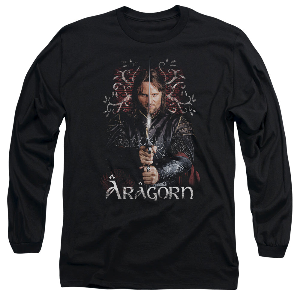 AN OFFCIALLY LICENSED LOR ARAGORN MEN'S LONG SLEEVE T-SHIRT BLACK
