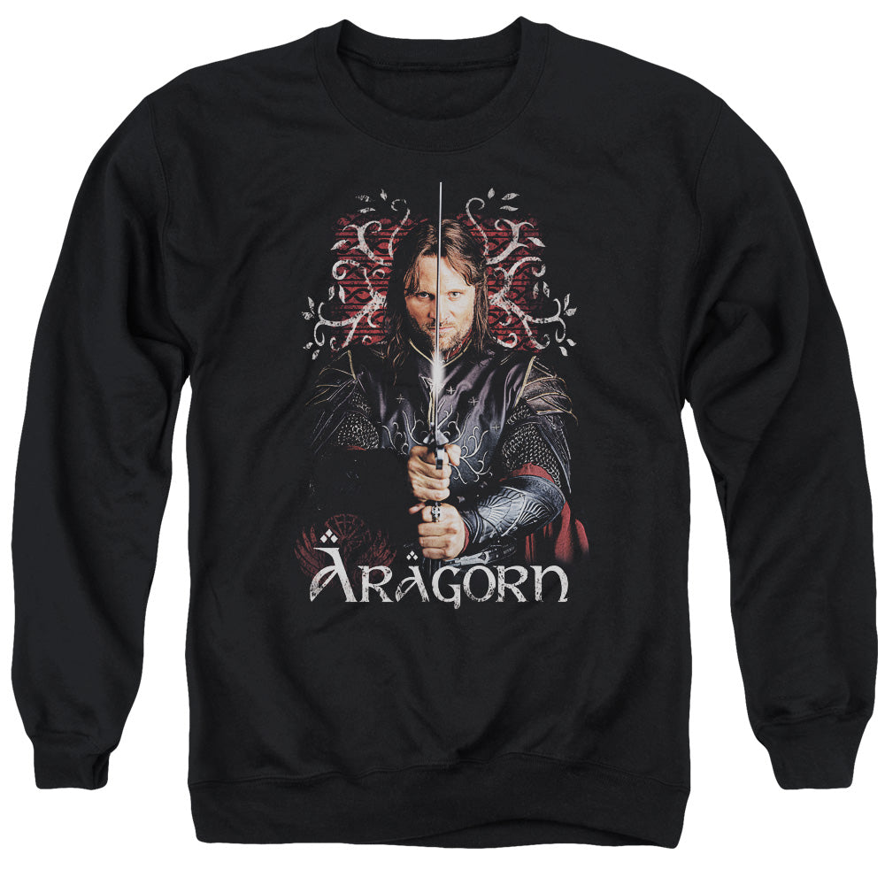 AN OFFCIALLY LICENSED LOR ARAGORN ADULT UNISEX CREWNECK SWEATSHIRT BLACK