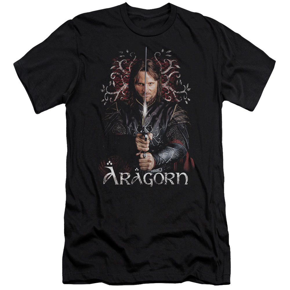 AN OFFCIALLY LICENSED LOR ARAGORN MEN'S PREMIUM SLIM FIT T-SHIRT BLACK