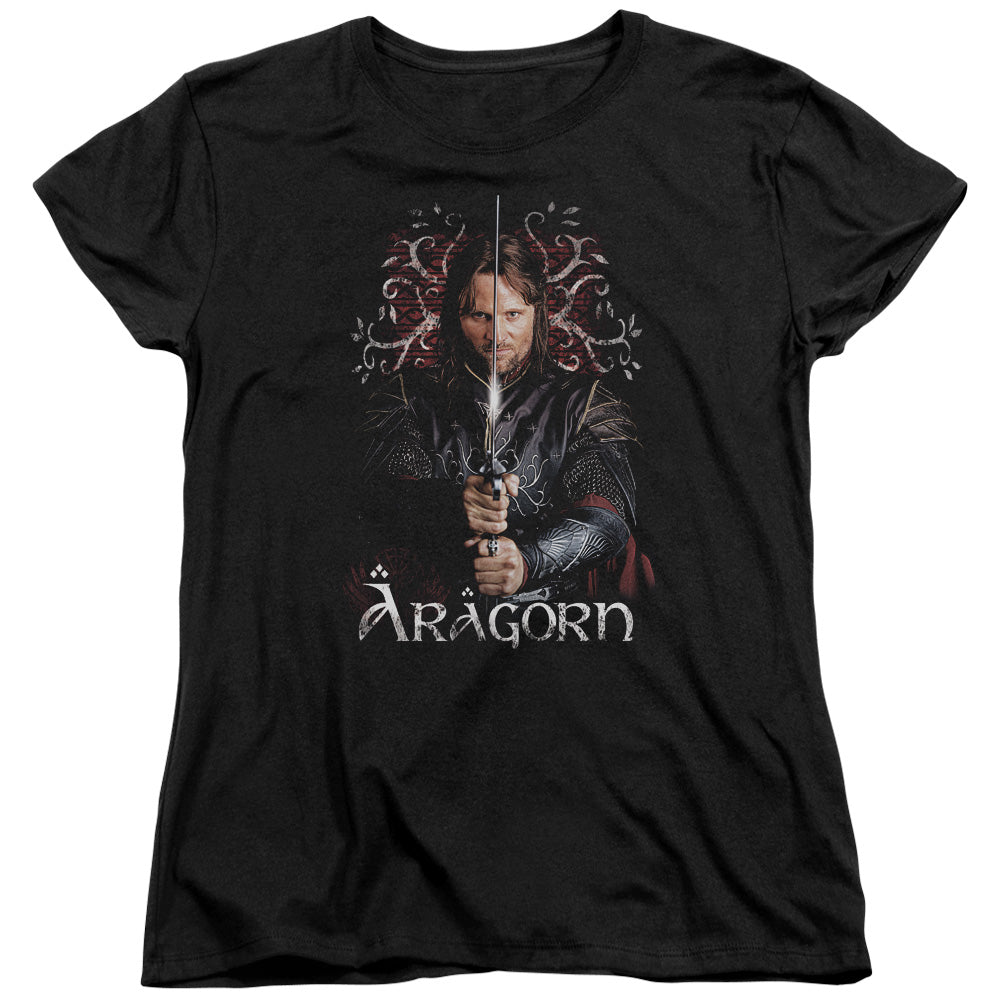 AN OFFCIALLY LICENSED LOR ARAGORN WOMEN'S REGULAR FIT T-SHIRT BLACK