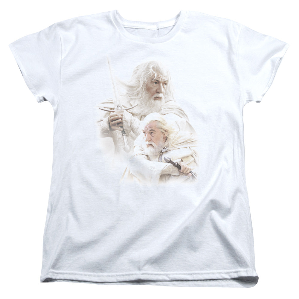 AN OFFCIALLY LICENSED LOR GANDALF THE WHITE WOMEN'S REGULAR FIT T-SHIRT WHITE