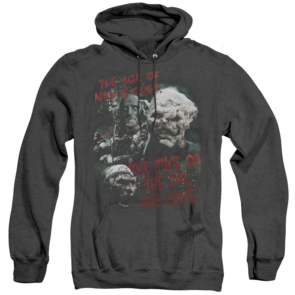 AN OFFCIALLY LICENSED LOR TIME OF THE ORC ADULT UNISEX HEATHER PULLOVER HOODIE BLACK