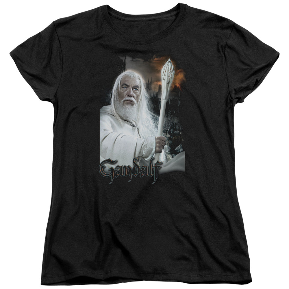 AN OFFCIALLY LICENSED LOR GANDALF WOMEN'S REGULAR FIT T-SHIRT BLACK