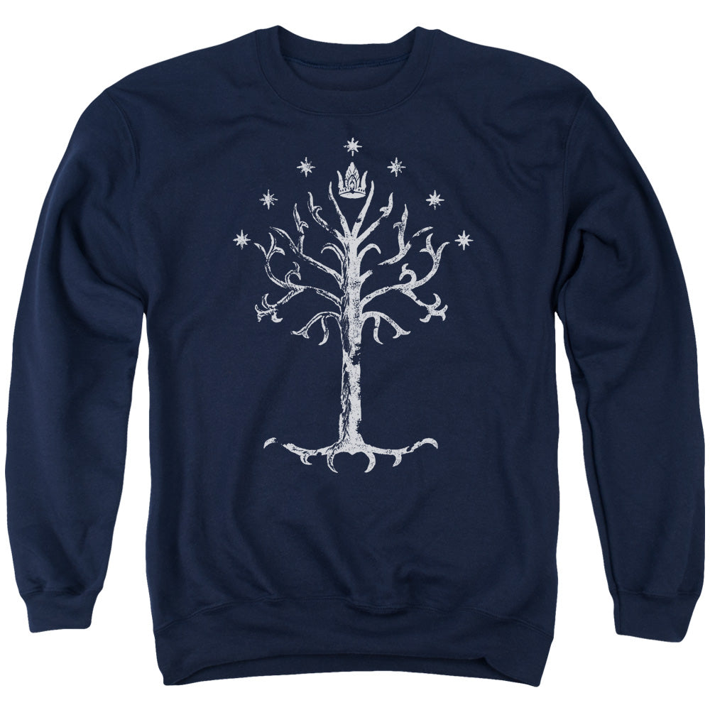 AN OFFCIALLY LICENSED LOR TREE OF GONDOR ADULT UNISEX CREWNECK SWEATSHIRT NAVY