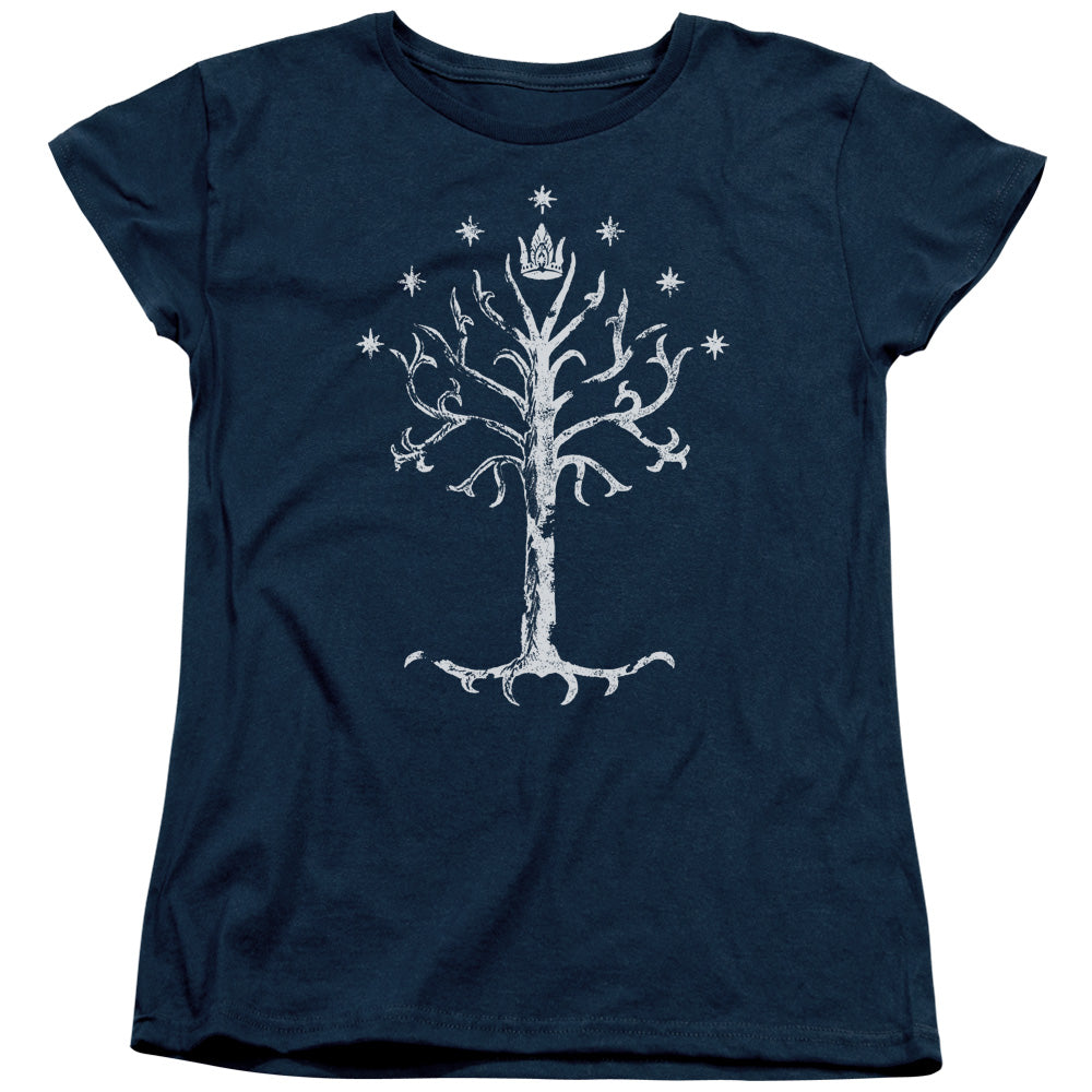 AN OFFCIALLY LICENSED LOR TREE OF GONDOR WOMEN'S REGULAR FIT T-SHIRT NAVY