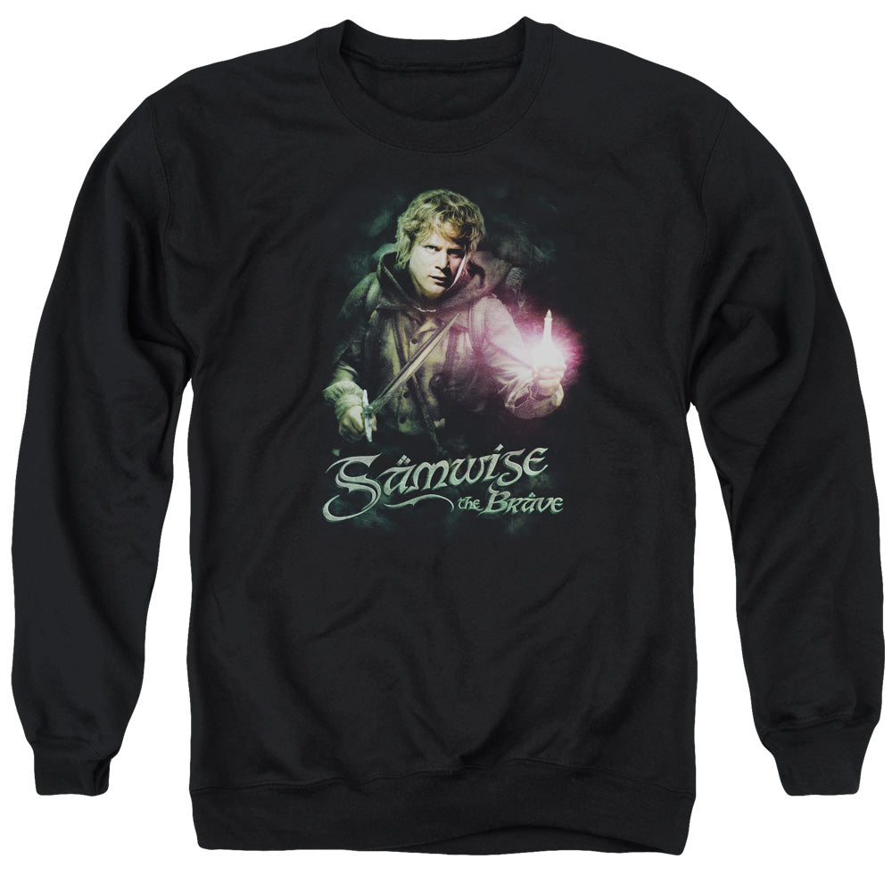 AN OFFCIALLY LICENSED LOR SAMWISE THE BRAVE ADULT UNISEX CREWNECK SWEATSHIRT BLACK