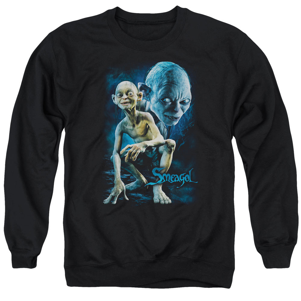 AN OFFCIALLY LICENSED LOR SMEAGOL ADULT UNISEX CREWNECK SWEATSHIRT BLACK