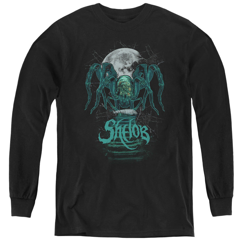 AN OFFCIALLY LICENSED LORD OF THE RINGS SHELOB YOUTH LONG SLEEVE T-SHIRT BLACK