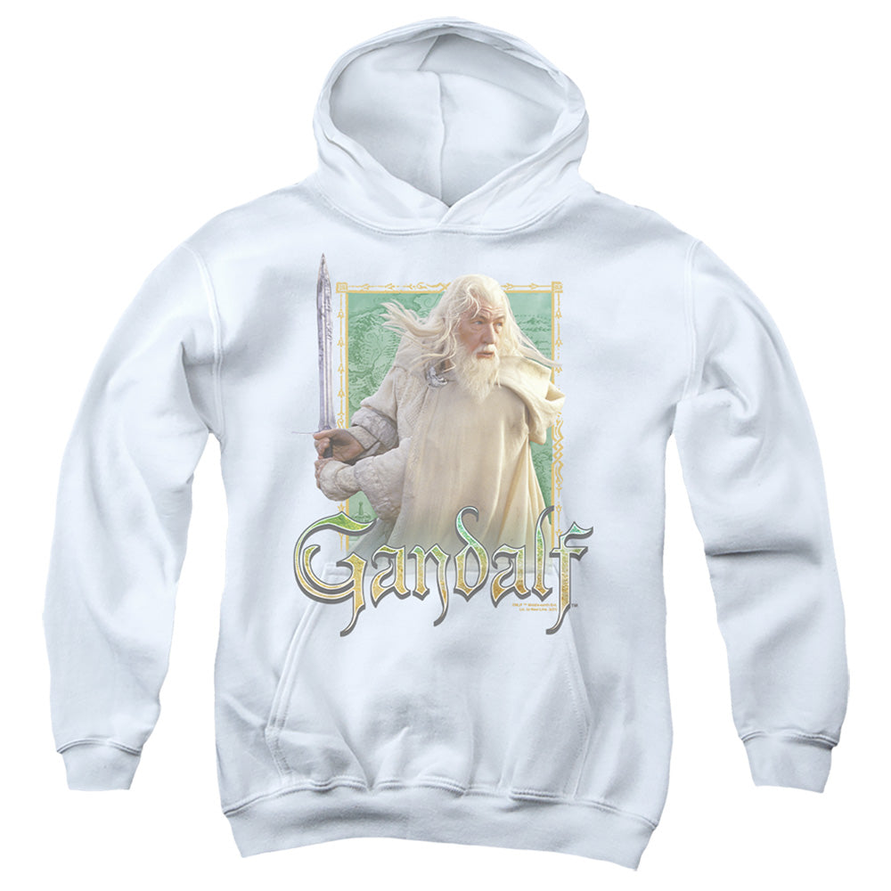 AN OFFCIALLY LICENSED LORD OF THE RINGS GANDALF YOUTH HOODIE WHITE