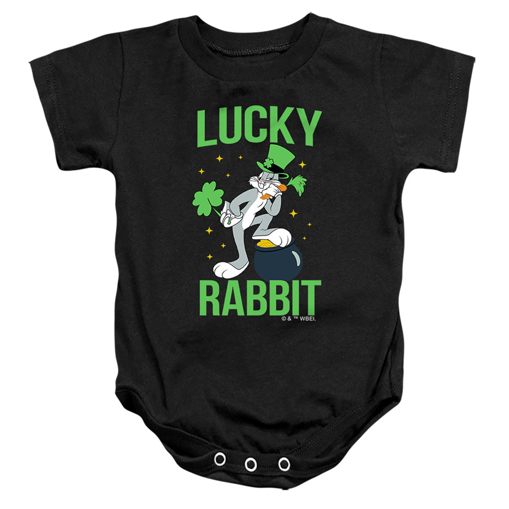 AN OFFCIALLY LICENSED LOONEY TUNES BUGS BUNNY ST. PATRICK'S LUCKY RABBIT BABY BODYSUIT BLACK