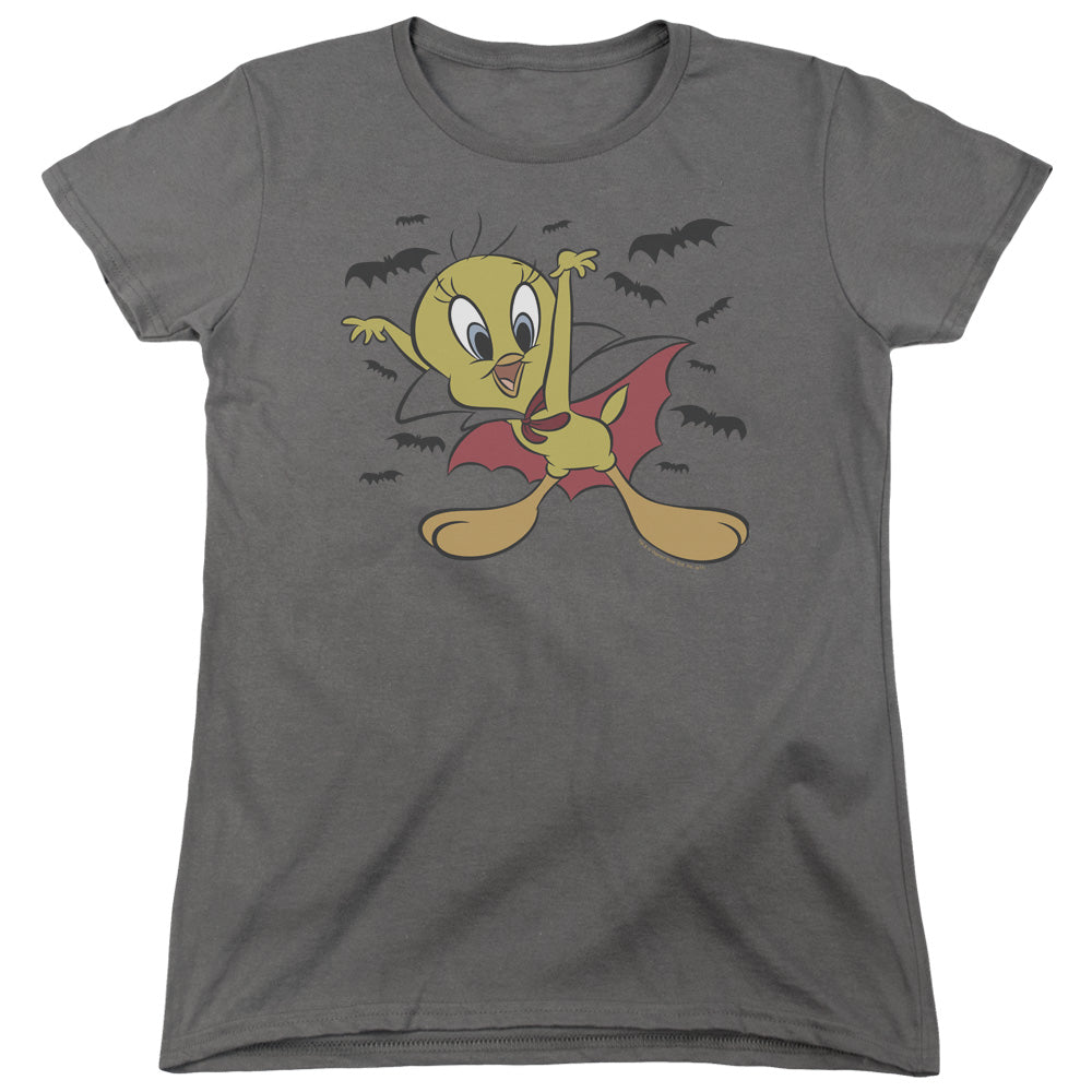 AN OFFCIALLY LICENSED LOONEY TUNES VAMPIRE TWEETY WOMEN'S REGULAR FIT T-SHIRT CHARCOAL