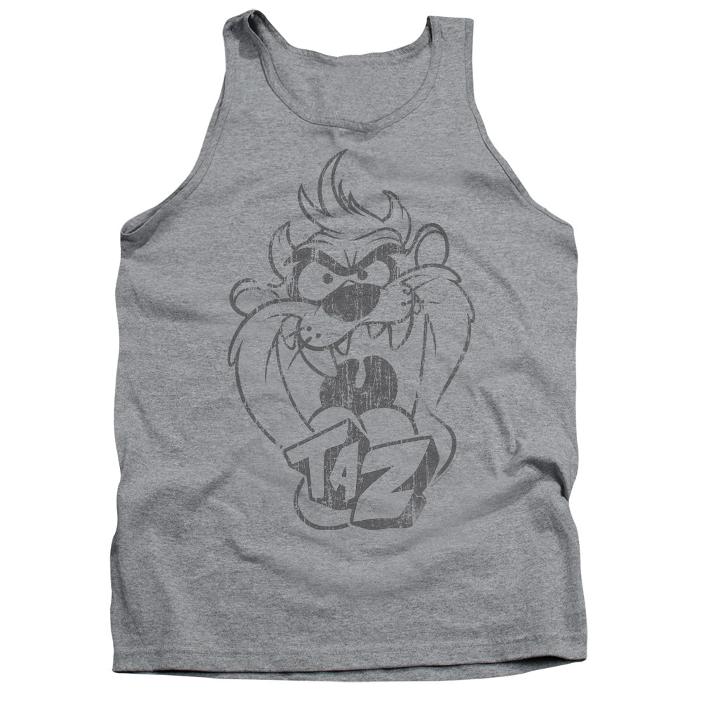 AN OFFCIALLY LICENSED LOONEY TUNES FADED TAZ ADULT UNISEX TANK TOP ATHLETIC HEATHER