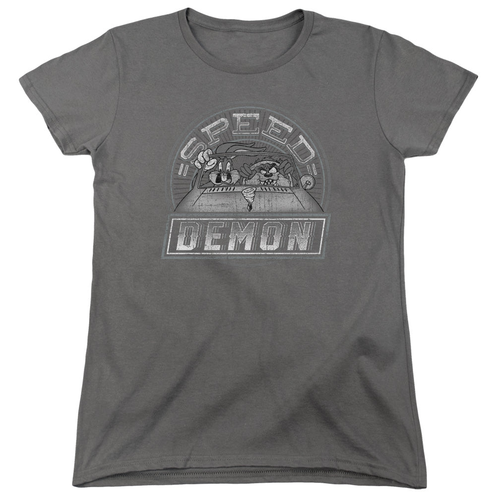 AN OFFCIALLY LICENSED LOONEY TUNES SPEED DEMON WOMEN'S REGULAR FIT T-SHIRT CHARCOAL