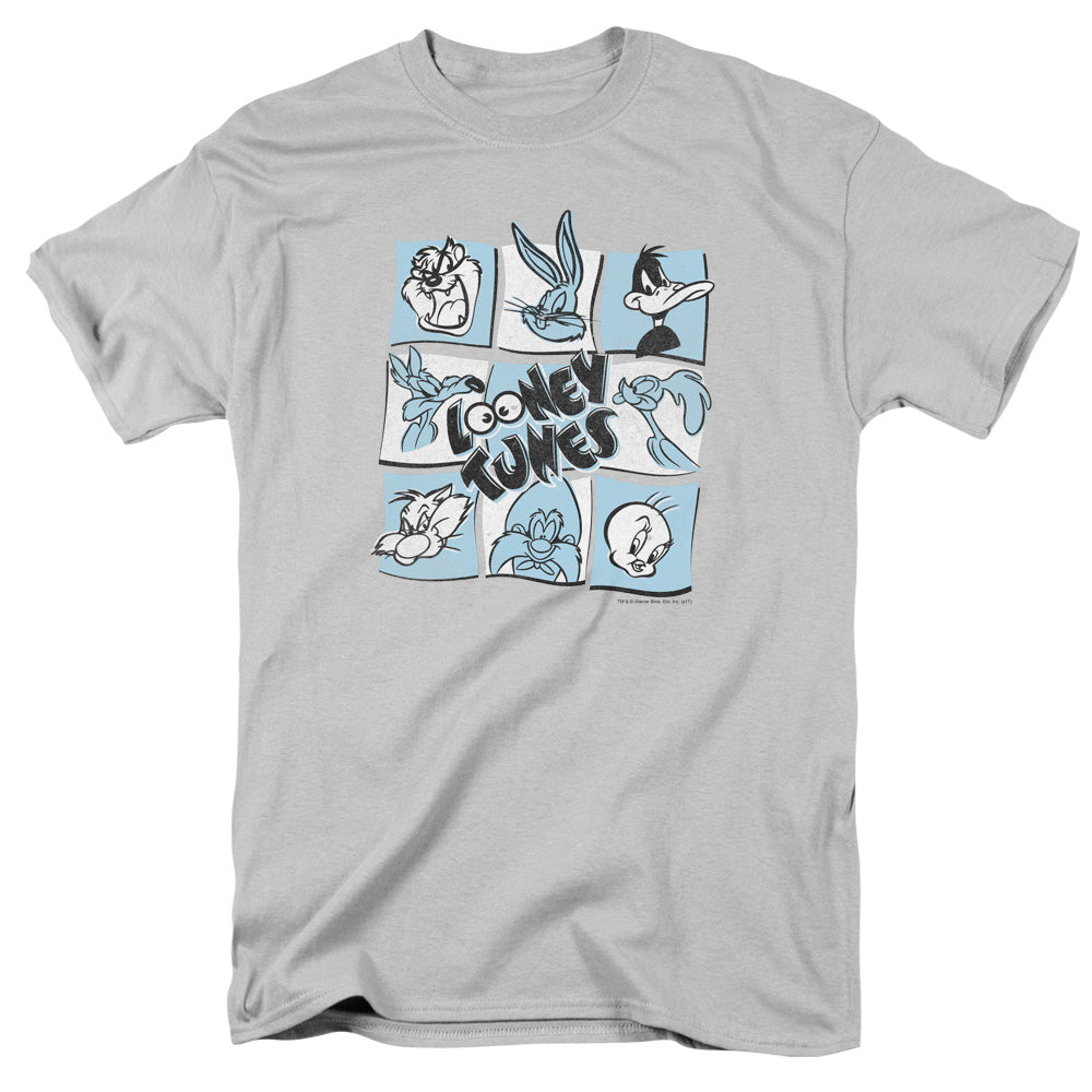 AN OFFCIALLY LICENSED LOONEY TUNES THE LOONEY BUNCH MEN'S REGULAR FIT T-SHIRT SILVER