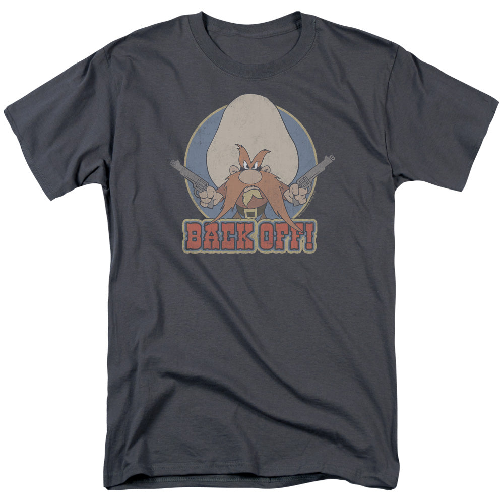 AN OFFCIALLY LICENSED LOONEY TUNES I SAID BACK OFF MEN'S REGULAR FIT T-SHIRT CHARCOAL