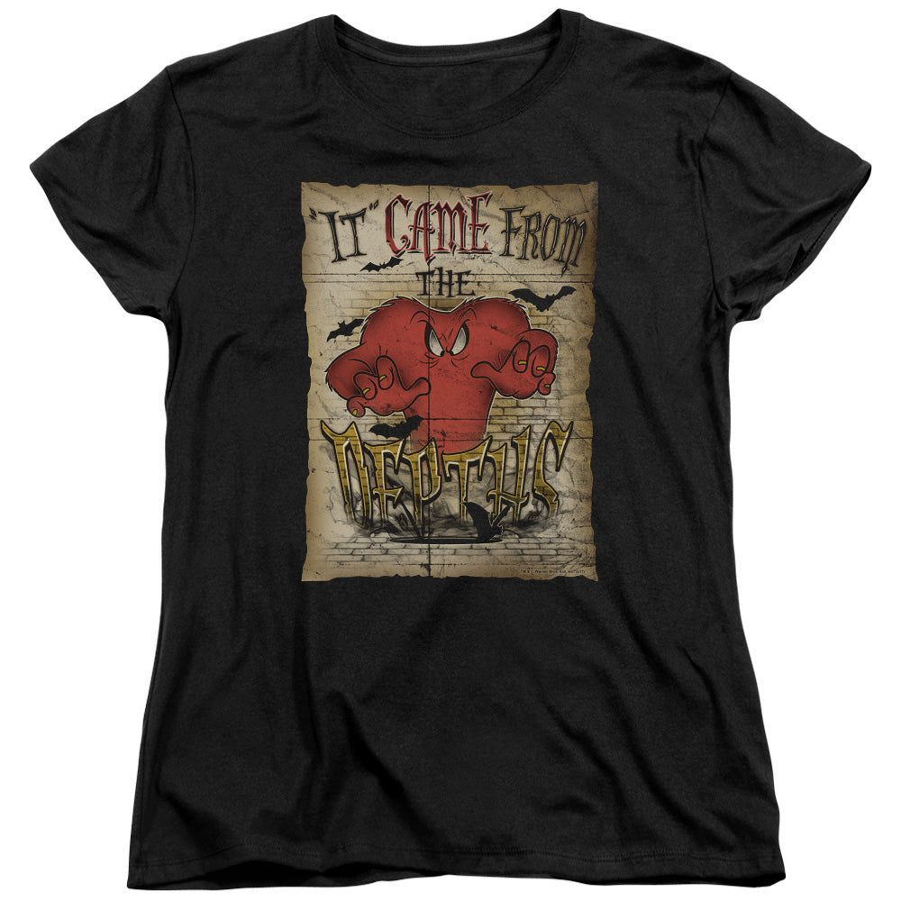 AN OFFCIALLY LICENSED LOONEY TUNES THE DEPTHS WOMEN'S REGULAR FIT T-SHIRT BLACK