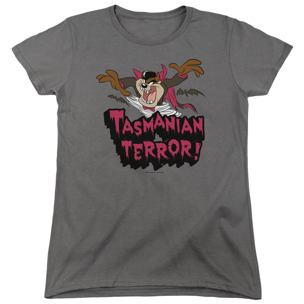 AN OFFCIALLY LICENSED LOONEY TUNES TAZ TERROR WOMEN'S REGULAR FIT T-SHIRT CHARCOAL