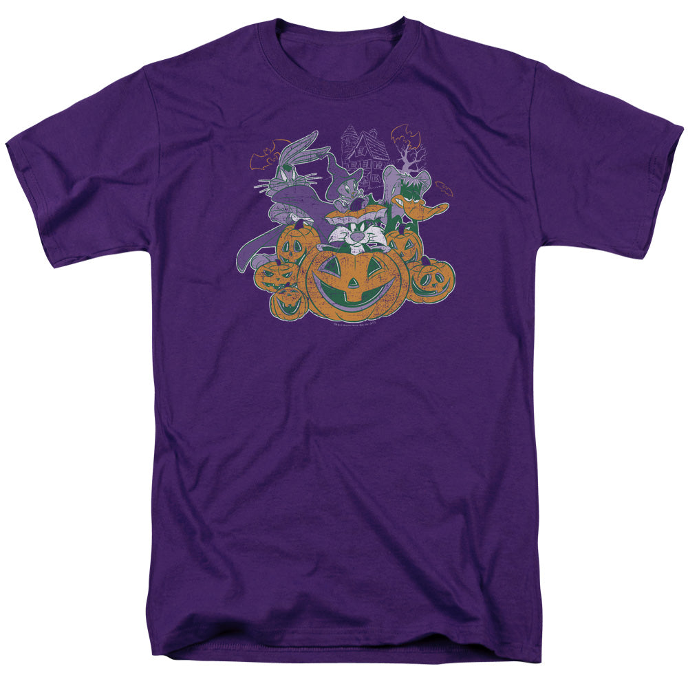 AN OFFCIALLY LICENSED LOONEY TUNES SPOOKY PALS MEN'S REGULAR FIT T-SHIRT PURPLE