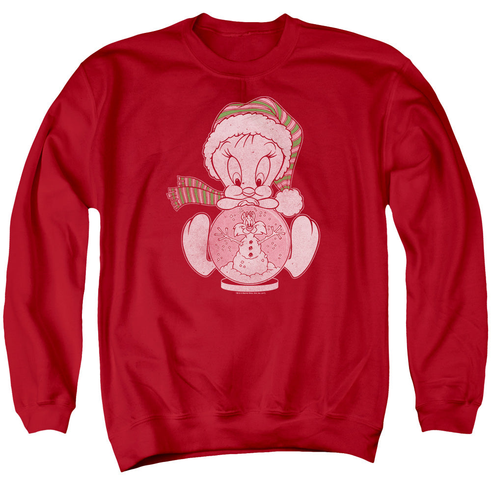 AN OFFCIALLY LICENSED LOONEY TUNES TWEEY GLOBE ADULT UNISEX CREWNECK SWEATSHIRT RED