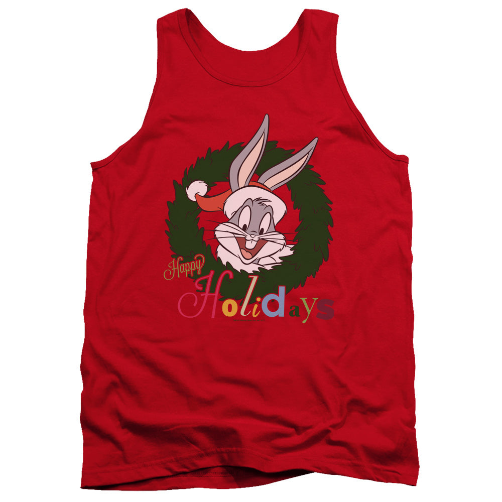 AN OFFCIALLY LICENSED LOONEY TUNES HOLIDAY BUNNY ADULT UNISEX TANK TOP RED
