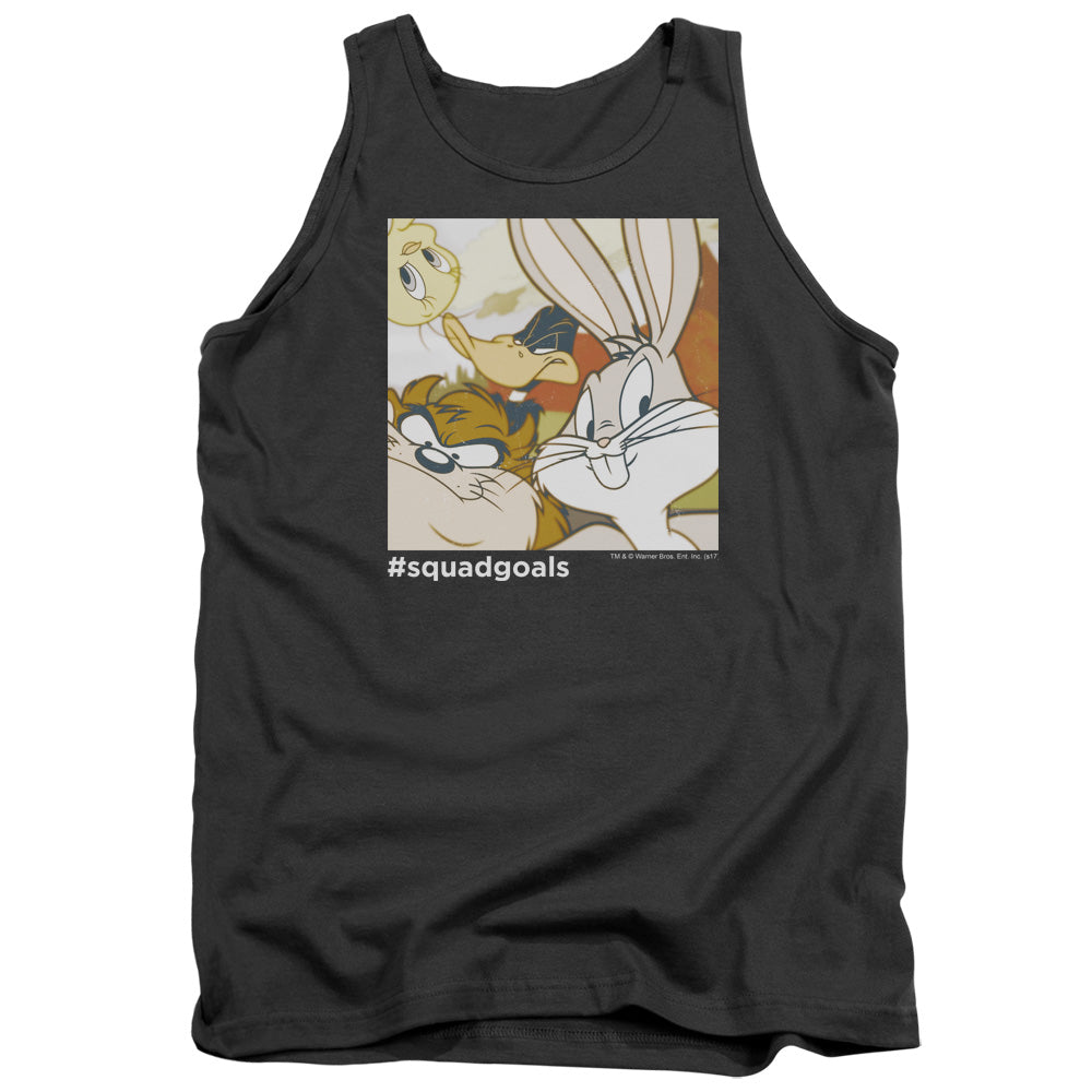 AN OFFCIALLY LICENSED LOONEY TUNES SQUAD GOALS ADULT UNISEX TANK TOP CHARCOAL