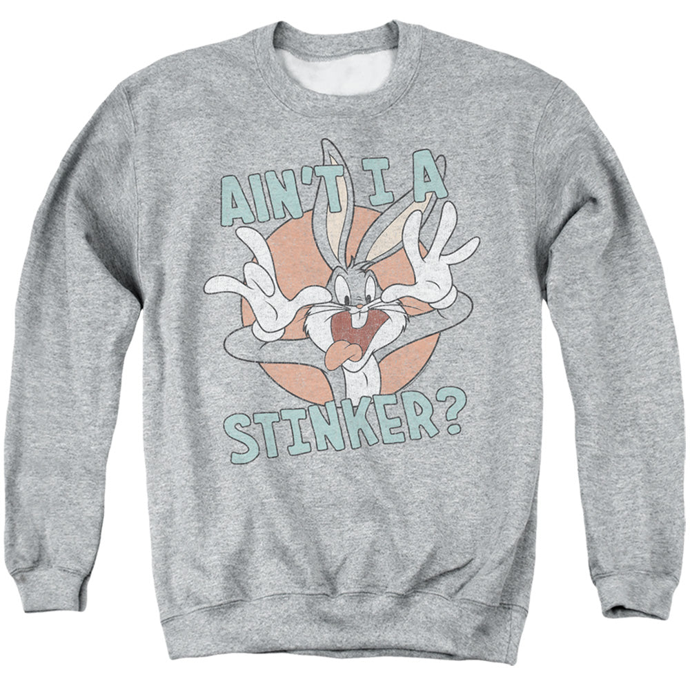 AN OFFCIALLY LICENSED LOONEY TUNES AINT I A STINKER ADULT UNISEX CREWNECK SWEATSHIRT ATHLETIC HEATHER