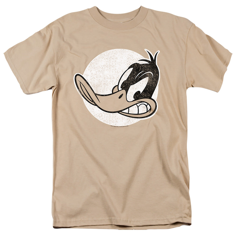 AN OFFCIALLY LICENSED LOONEY TUNES DAFFY VINTAGE BADGE MEN'S REGULAR FIT T-SHIRT SAND