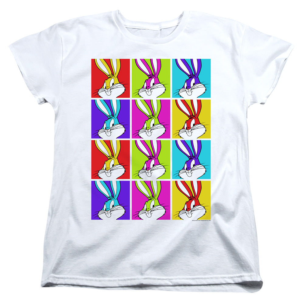 AN OFFCIALLY LICENSED LOONEY TUNES BUGS TILES WOMEN'S REGULAR FIT T-SHIRT WHITE
