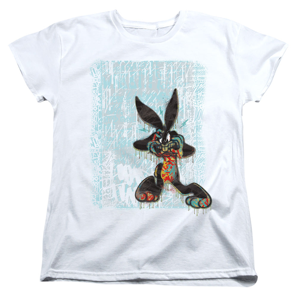AN OFFCIALLY LICENSED LOONEY TUNES GRAFFITI RABBIT WOMEN'S REGULAR FIT T-SHIRT WHITE