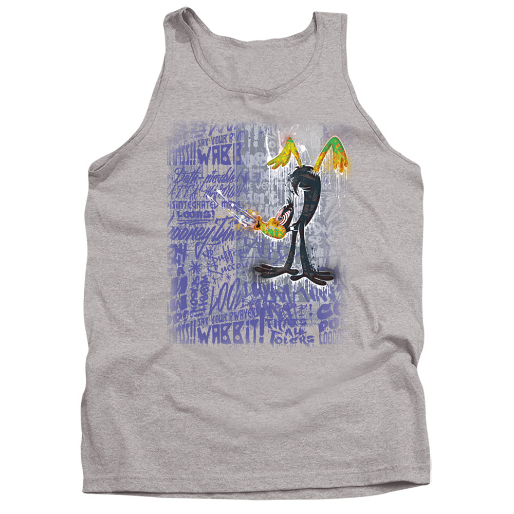 AN OFFCIALLY LICENSED LOONEY TUNES GRAFFITI DUCK ADULT UNISEX TANK TOP ATHLETIC HEATHER