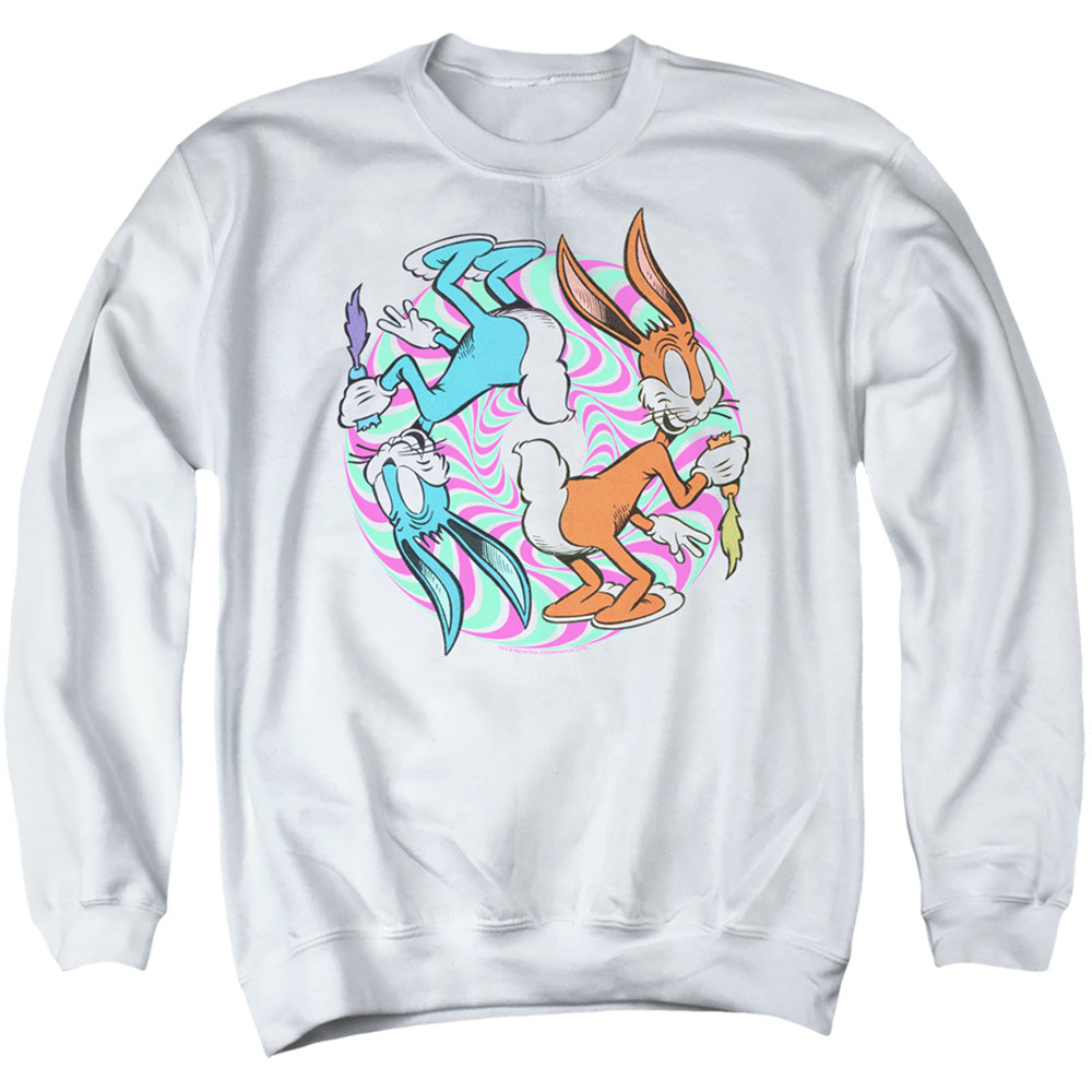 AN OFFCIALLY LICENSED LOONEY TUNES WACKY WABBIT ADULT UNISEX CREWNECK SWEATSHIRT WHITE