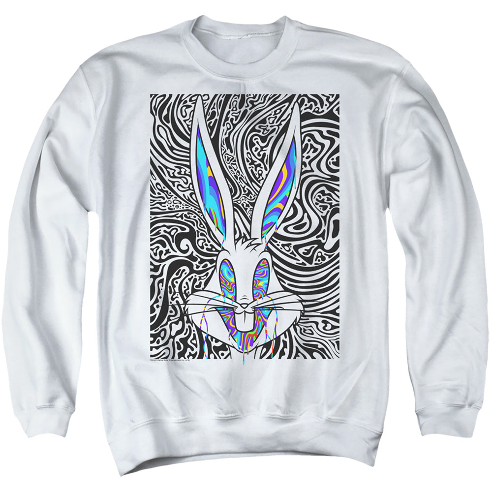 AN OFFCIALLY LICENSED LOONEY TUNES WILD BUGS ADULT UNISEX CREWNECK SWEATSHIRT WHITE