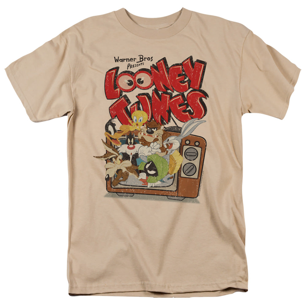 AN OFFCIALLY LICENSED LOONEY TUNES SATURDAY MORNINGS MEN'S REGULAR FIT T-SHIRT SAND