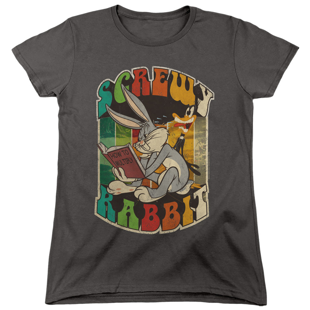 AN OFFCIALLY LICENSED LOONEY TUNES SCREWY RABBIT WOMEN'S REGULAR FIT T-SHIRT CHARCOAL
