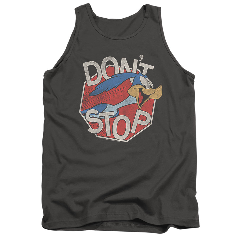 AN OFFCIALLY LICENSED LOONEY TUNES DONT STOP ADULT UNISEX TANK TOP CHARCOAL