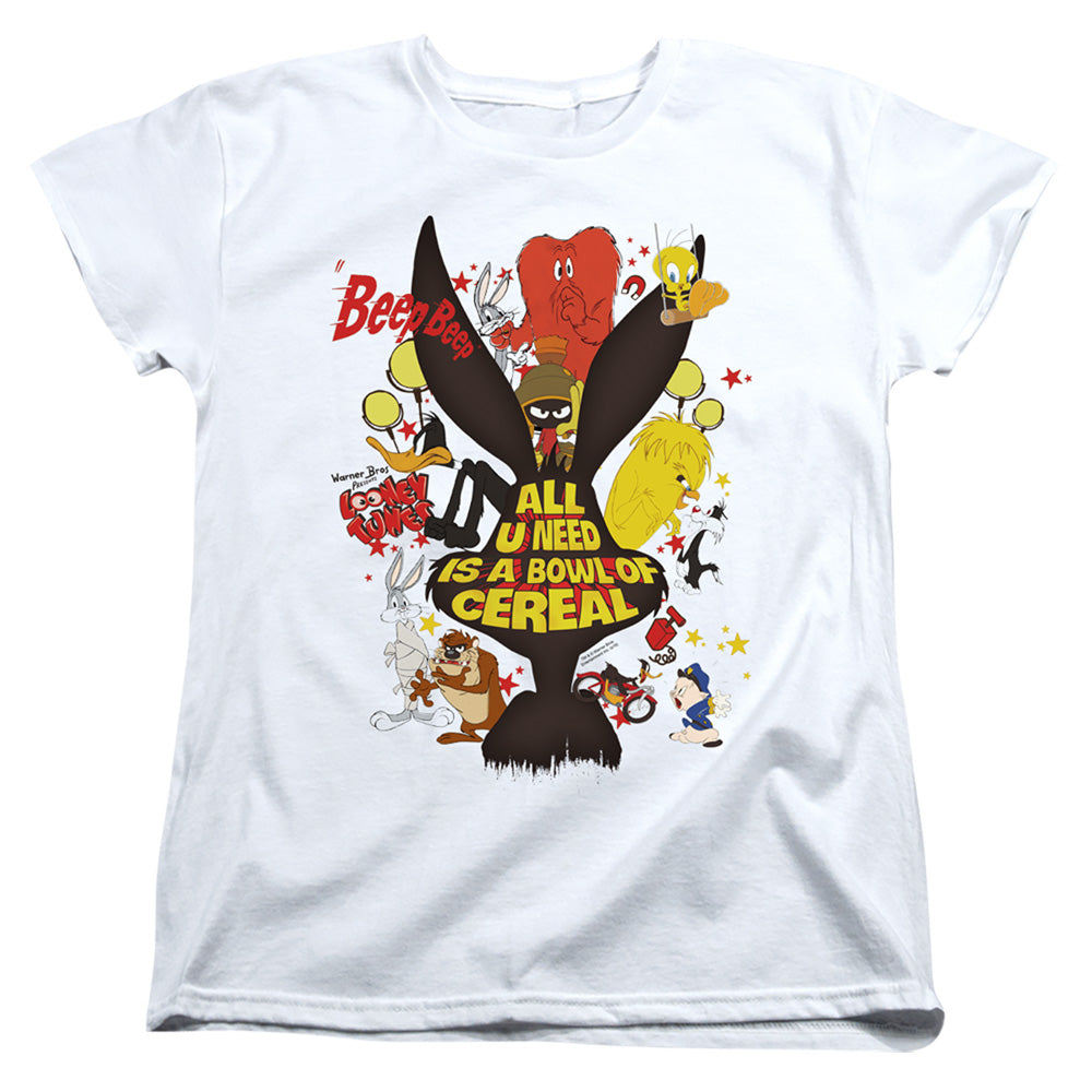 AN OFFCIALLY LICENSED LOONEY TUNES CEREAL WOMEN'S REGULAR FIT T-SHIRT WHITE