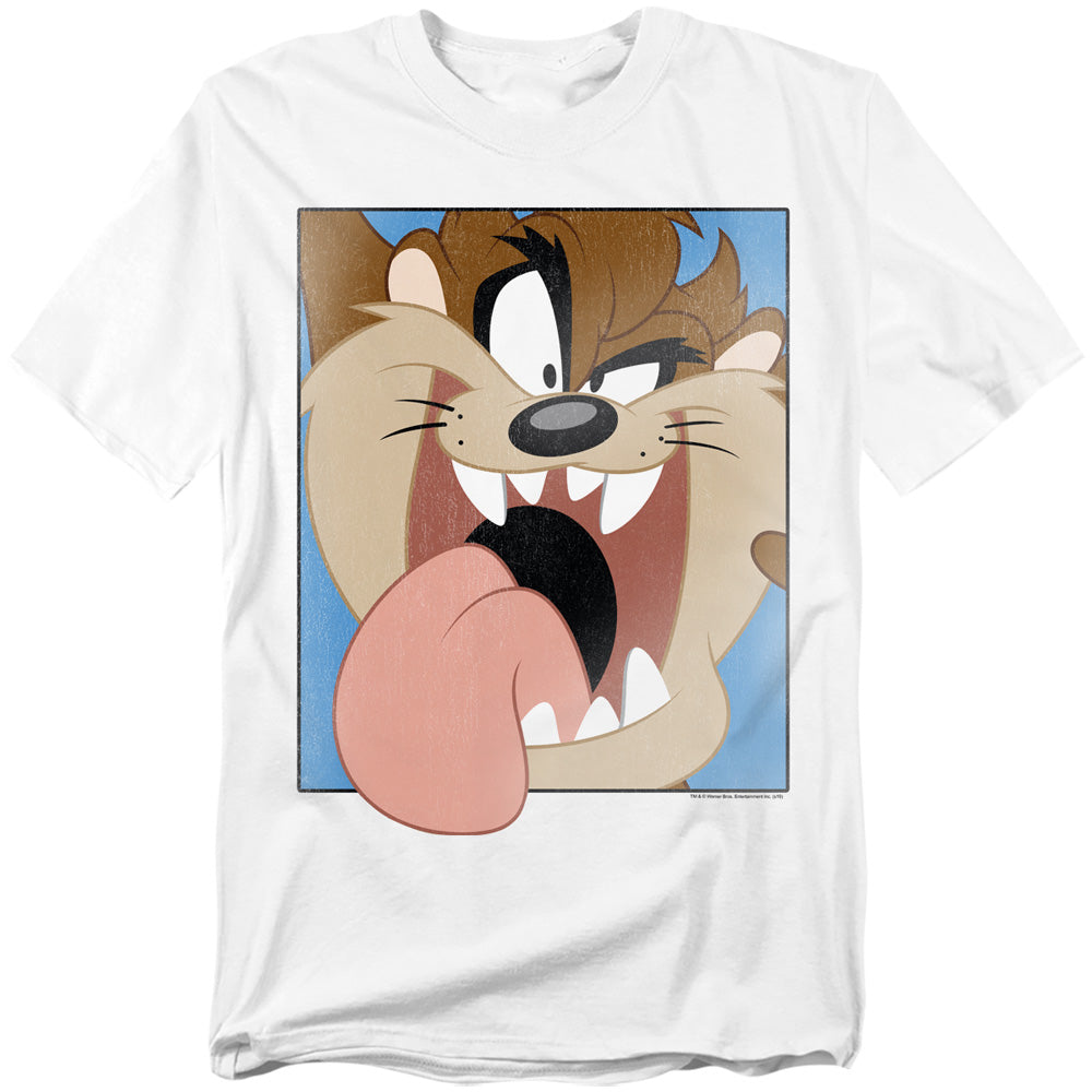 AN OFFCIALLY LICENSED LOONEY TUNES TAZ CLOSEUP MEN'S REGULAR FIT T-SHIRT CREAM
