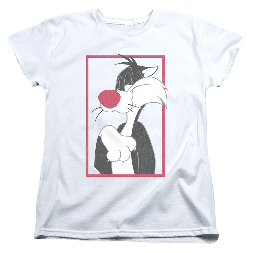 AN OFFCIALLY LICENSED LOONEY TUNES SYLVESTER WOMEN'S REGULAR FIT T-SHIRT WHITE