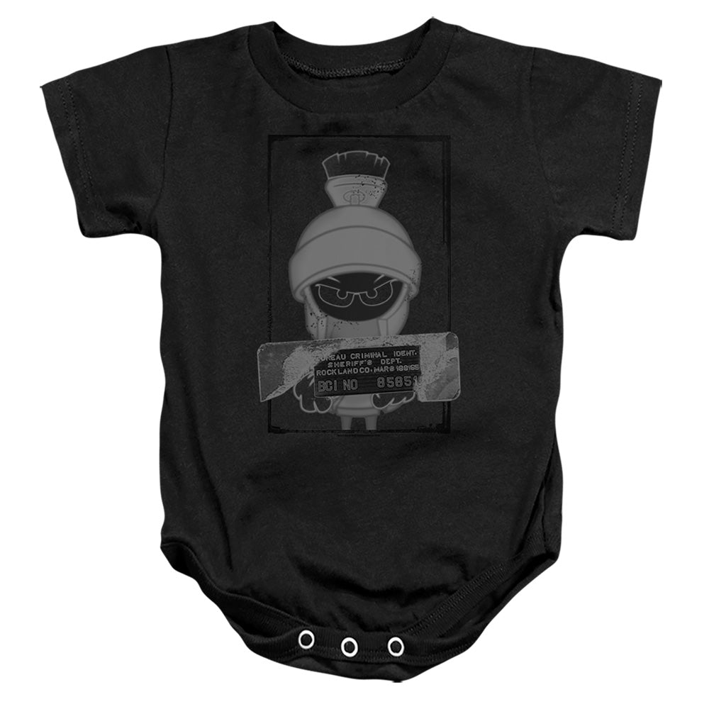 AN OFFCIALLY LICENSED LOONEY TUNES MARVIN THE MARTIN BUSTED BABY BODYSUIT BLACK