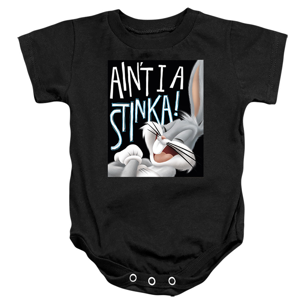 AN OFFCIALLY LICENSED LOONEY TUNES BUGS BUNNY AIN'T I A STINKA! BABY BODYSUIT BLACK