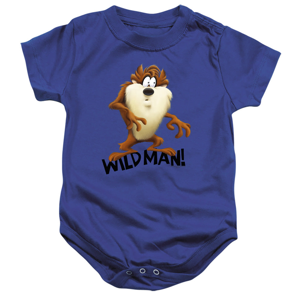 AN OFFCIALLY LICENSED LOONEY TUNES TAZ WILD MAN BABY BODYSUIT ROYAL