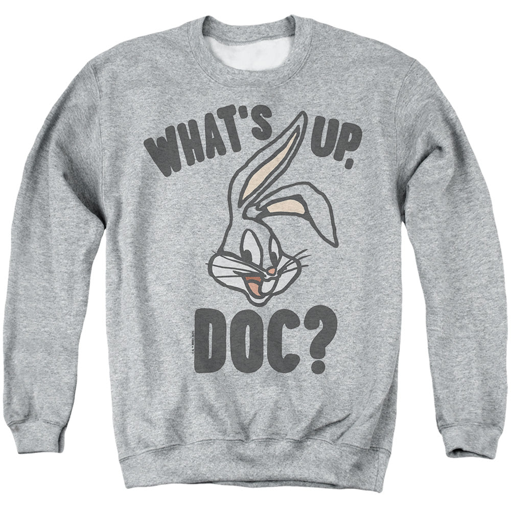AN OFFCIALLY LICENSED LOONEY TUNES THE WHAT'S UP, DOC? ADULT UNISEX CREWNECK SWEATSHIRT ATHLETIC HEATHER