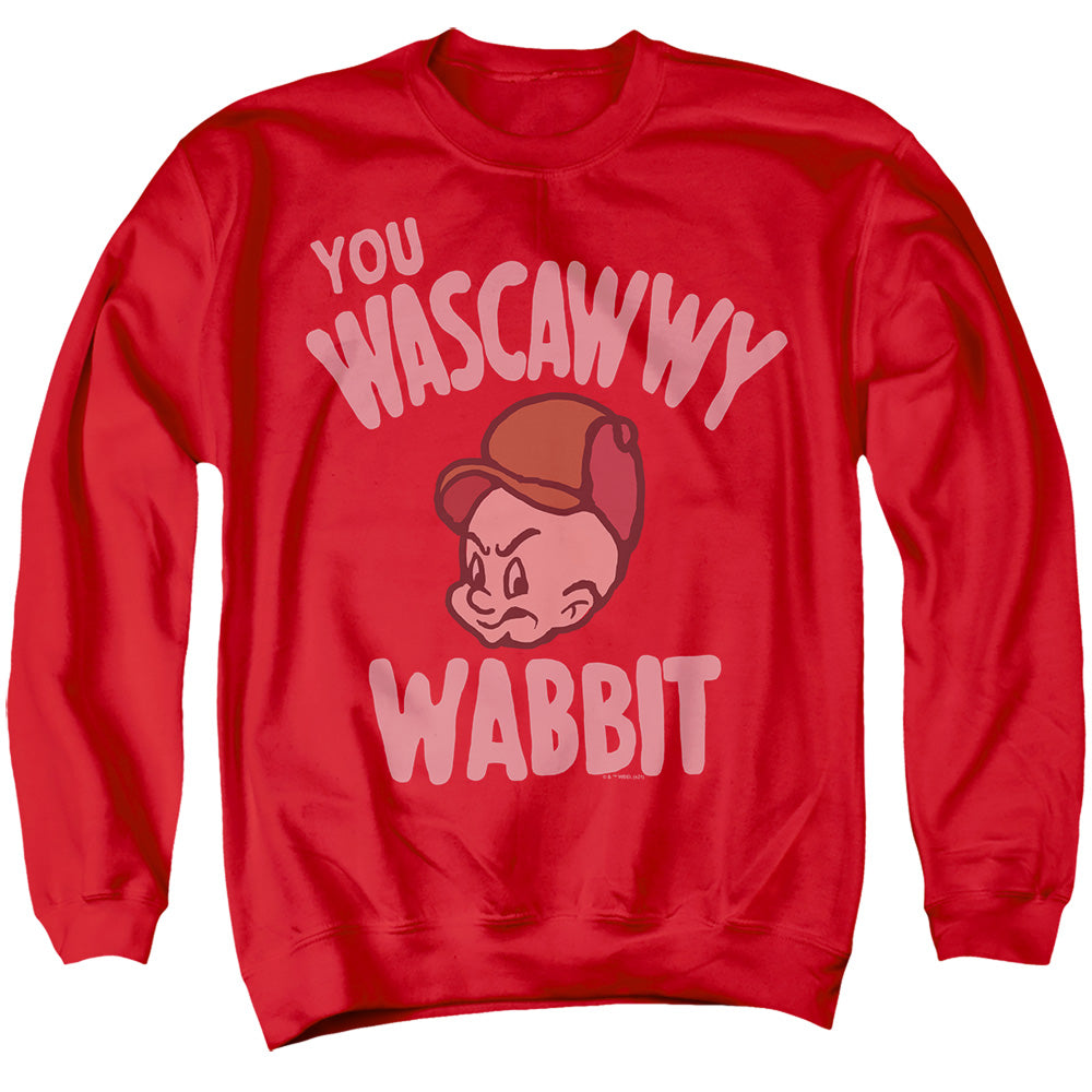 AN OFFCIALLY LICENSED LOONEY TUNES THE WASCALLY WABBIT ADULT UNISEX CREWNECK SWEATSHIRT RED