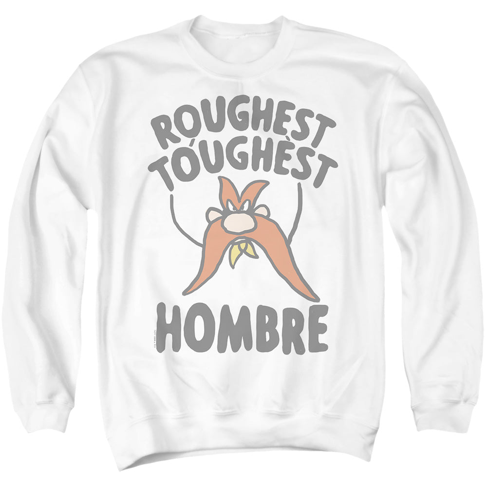 AN OFFCIALLY LICENSED LOONEY TUNES THE ROUGHEST TOUGHEST ADULT UNISEX CREWNECK SWEATSHIRT WHITE