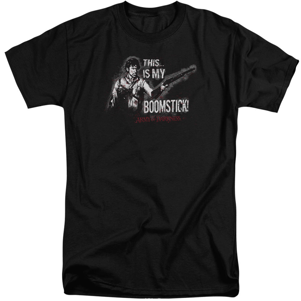 AN OFFCIALLY LICENSED ARMY OF DARKNESS BOOMSTICK MEN'S TALL FIT T-SHIRT BLACK